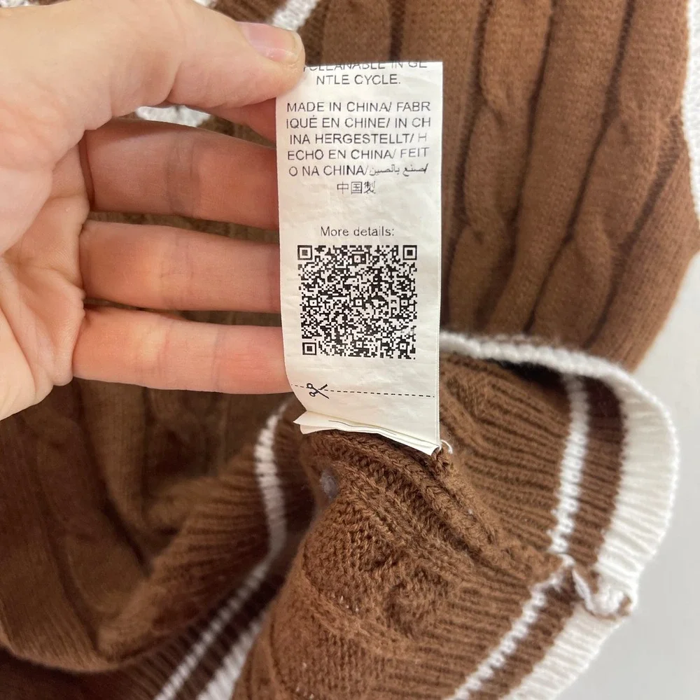 SHEIN Brown Cable Knit V Neck Sweater Vest Kids Size 8Y - Picture 5 of 13
